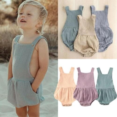Solid Sleeveless Backless Newborn Baby Girl Romper Infant Kids Girl Rompers Summer Clothing