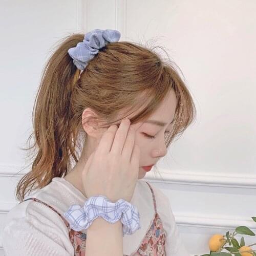 Plaid Headbands Women Girls Korean Sweet Ties Hair Bands Headdress Female Daily Hair Rope Ponytail Holder Headwear Hair Accessor