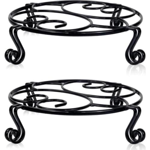 Stand Plant Potted Black Single-layer Outdoor And Indoor Desktop Metal Simple Room 30cm Diameter Iron Hollow Large Flower Shelf