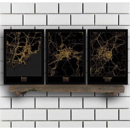 Busan Daegu Gwangju Jeju Seoul South Korea Map Poster