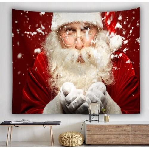 Christmas Tapestry Santa Claus Background Wall Hanging Tapestry Holiday Decoration Polyester Wall Decor Tapiz Room Decor