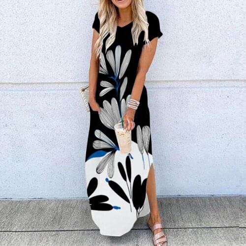 Sexy Women Dress Plus Size 5XL Summer 2021 Casual Short Sleeve Floral Maxi Dress For Women Long Dress Free Shipping Lady Dresses