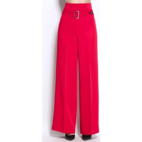 Balck Red Ballroom Dance Pants Plus Size Female Adult Latin Cha Cha Samba Dance Clothes For WomenS Practice Trousers DL3387