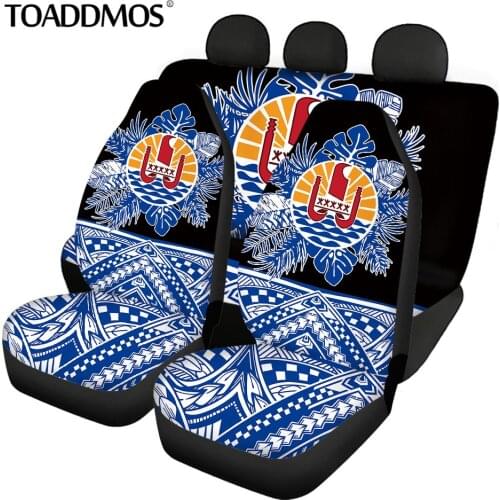TOADDMOS Tahiti Polynesian Design Car Interior Accessories Front and Rear Car Seat Cover Protector Universal Car Auto Seat Mat