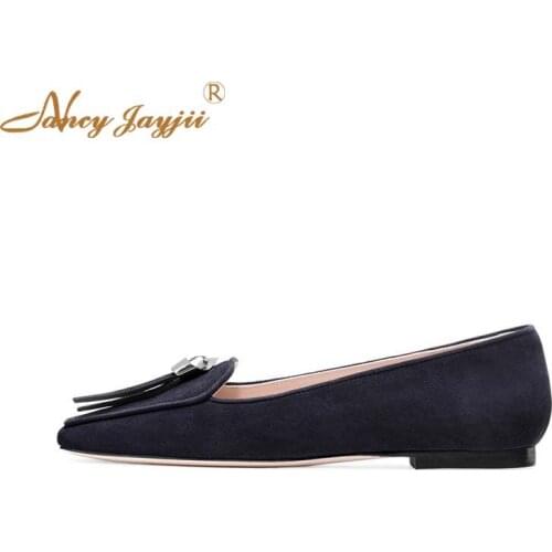 Nancyiayiii black 2019 Summer Flock Ladies Casual Solid Square Toe Slip-On Butterfly-Knot Shoes Woman Work Flats concise Leisure