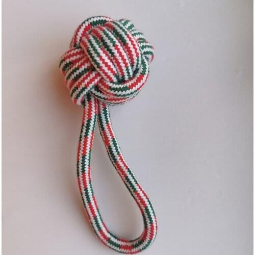 Outdoor Training Pet Cotton Rope Toy Christmas Color Bite Resistant Dog Toy Molar Cotton Rope Dog Toyy