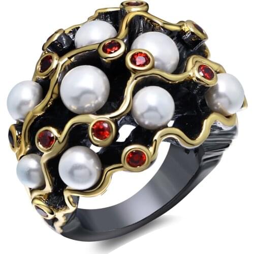 Special unique women rings Neo-Gothic jewelry Higher quality black plate color crystal cocktail ring