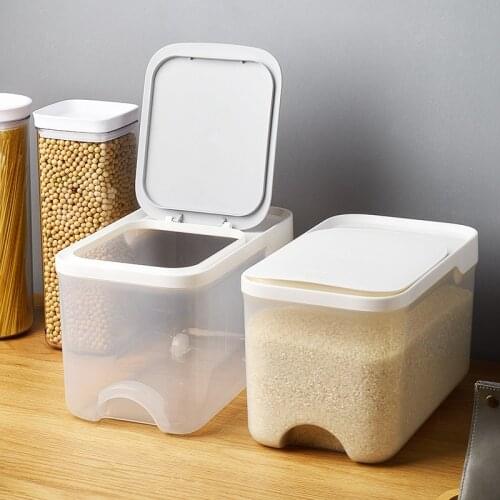 5KG Thick Household Kitchen Plastic Rice Bucket Insect-Proof Moisture-Proof Grain Food Flour Sealed Storage Box Jar Container