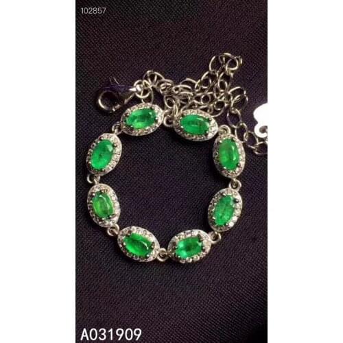 KJJEAXCMY boutique jewelry 925 sterling silver inlaid Natural Emerald ladies bracelet support detection luxurious