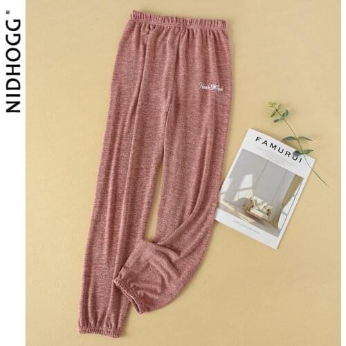 Women Cotton Pajama Bloomers Pants Autumn Elastic Loose Trousers Waist Solid Pajamas Bottom Home Sleep Underwear Lounge Wear