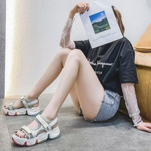 2020 Women New Fashion Sandals Summer Sun Flower Sexy Crystal Shoes /Square heel 17cm Transparent Sandals
