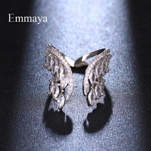 Emmaya Adorable Zirconia Ring Punk Style Angle Wing Appearance Dazzling Design For Women Ajustable Jewelry Party Fashion Gift