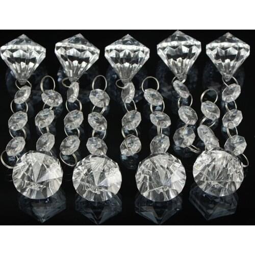 20pcs,Fashion 11cm(H) Acrylic Crystal Octagon beads Garland Strands For Wedding Cake topper Deocration,Christmas Tree Hanging