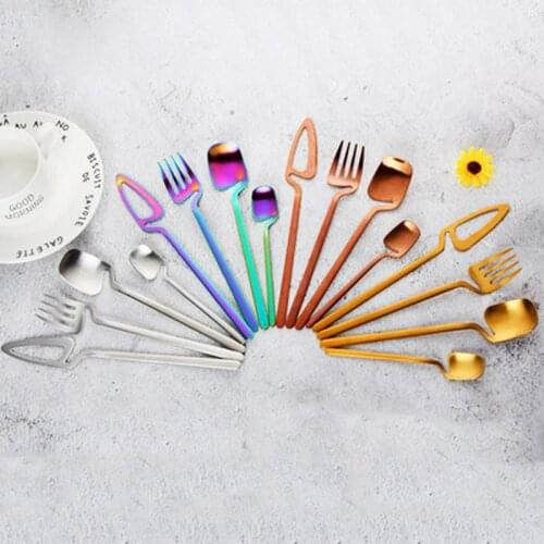 2020 Multi-Colors Rainbow Cutlery Set Dinnerware Set Gold Cutlery Kit Fork Knife Stainless Steel Silverware Shaped tableware