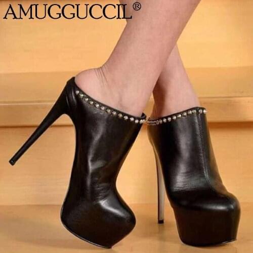 2021 New Plus Big Size 36-52 Black Rivets Fashion Sexy High Heel Platform Party Spring Autumn Lady Shoes Women Pump D1353