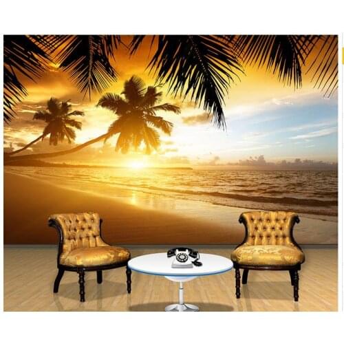 Custom 3d photo wallpaper for walls 3 d wall murals Sunset coconut palm beach landscape mural paintings wall papers home decor