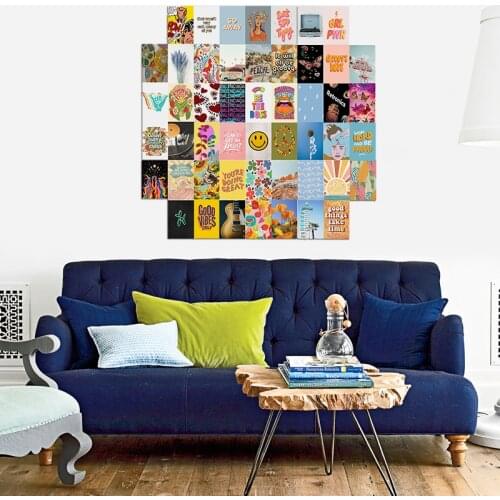 50Pcs Pink Cartoons Abstract Style Postcard Photo Set Wall Collage Kit Exquisite Aesthetic Posters Girl Bedroom Decor Stickers