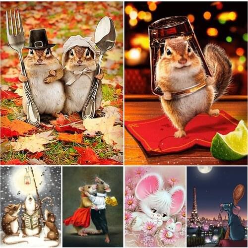 5D Diamond Painting Full Square Couple Mouse DIY Cross stitch Mosaic Picture of Rhinestones Needlework Diamond Embroidery Animal