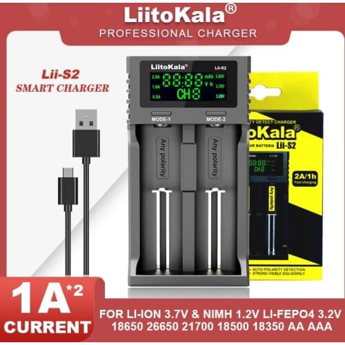 Liitokala Lii-PD4 Lii-S2 Lii-S4 Lii-500S 18650 Lithium battery charger 3.7V 21700 26650 25500 20700 14500 16340 AA AAA