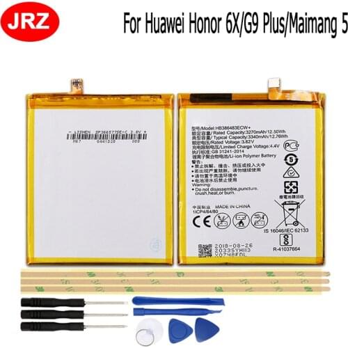 HB386483ECW+ Battery For Huawei Honor 6X G9 Plus Maimang 5 MLA-AL00 MLA-AL10 3340mAh Hight Capacity Replacement Batteries+Tools