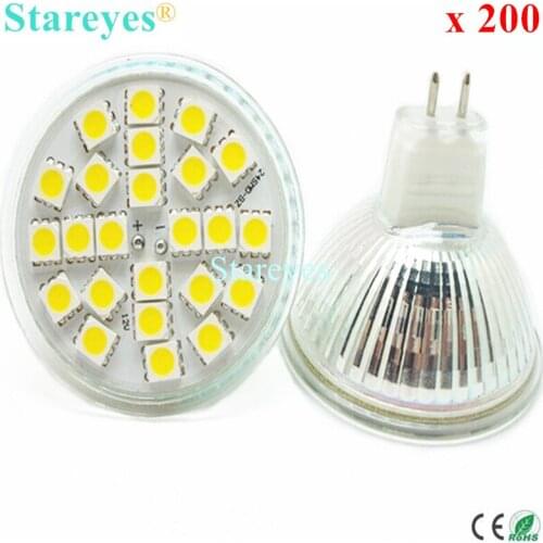 Free Shipping 200 pcs SMD 5050 24 LED 5W MR16 DC12V LED Spotlight Droplight bulb light downlight lamp lighting