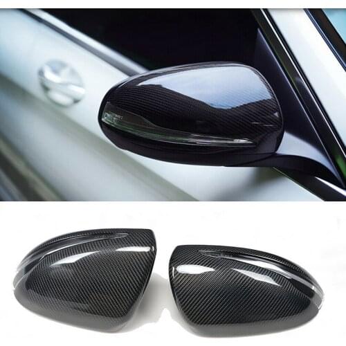 2pcs Carbon Fiber Rear Mirror Cover For Mercedes-Benz C Class W205 2015-2019 E Class W213 2016-2019 S Class W222 2014-2019 GLC