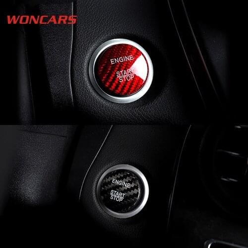 Real Carbon Fiber Engine Start Stop Key Cover for Mercedes Benz A B C E S GLC GLA CLA ML GL GLE Class AMG w204 w1w238 Accessorie