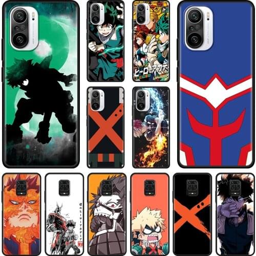 Phone Case For Redmi Note 10 Pro Max 9 8 7 9T 8T 9s Cover For Redmi K40 K30 pro Shell Black Caso My Hero Bakugou MHA