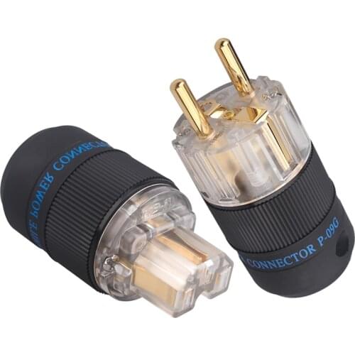 Pure Copper Audio Power Plug EU Version Gold-plated HiFi Power Cord DIY Accessory