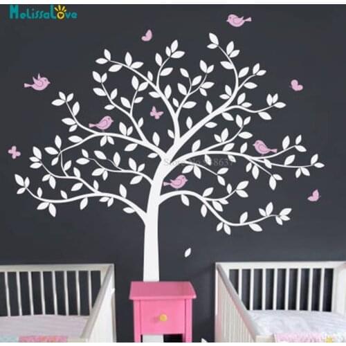 Nature Decor Large nursery wall decoration Tree Wall Decals Tree and Birds Butterflies Stickers Decal For Baby Room BB036