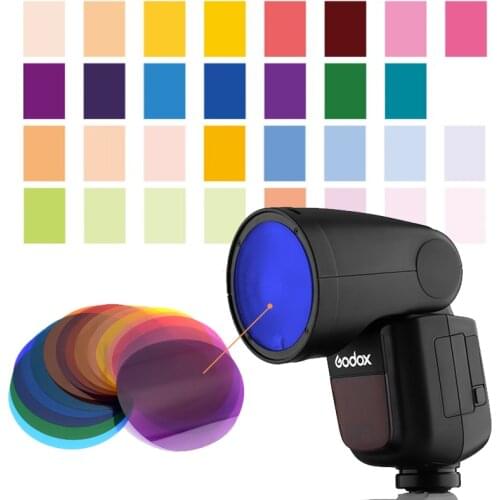 Godox V-11C V-11T Color filters for Godox V1 Flash Speedlite 15 colors Gels Filters Color card Flash diffuser Compatible AK-R1