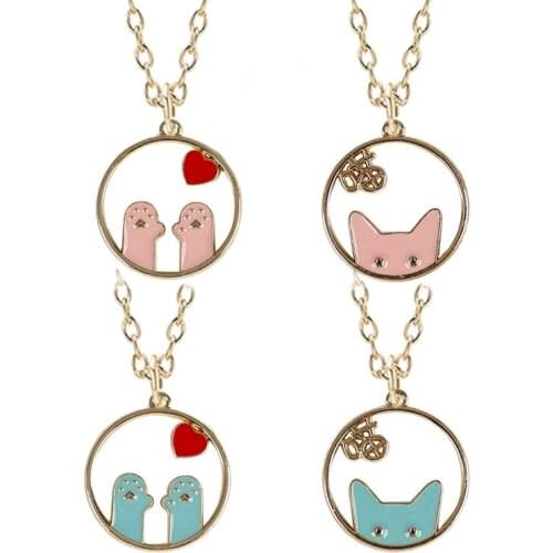 Hot Sale DIY Cartoon Ladies Charm Necklace Kawaii Enamel Animal Metal Chain Alloy Pendant Fashion Round Couple Jewelry Gift 2020