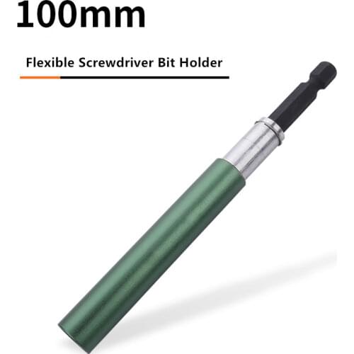 GREENER 100mm Flexible Screwdriver Bit Holder 1/4 Inch Hex Magnetic Extension Holder for Electric Drill