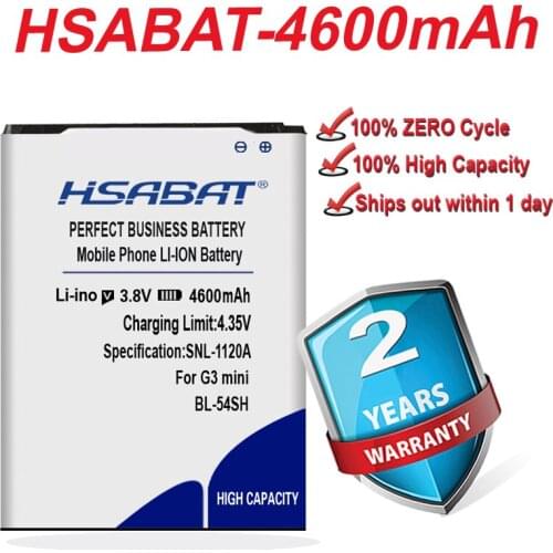 HSABAT BL-54SH 4600mAh For LG Optimus G3 mini G2 D725 D722 D728 D729 D22 F300 L90 F7 F260 D410 D405N US780 F320 g3s min Battery
