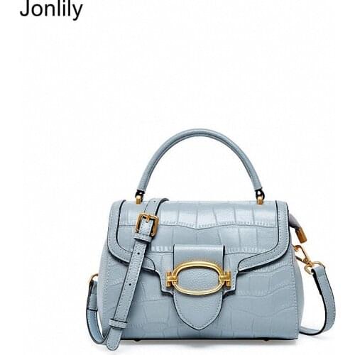Jonlily Women Genuine Leather Shoulder Bag Female Handbag Messenger Crossbody Bag Fashion Daybag Teens Totes Purse -KG440