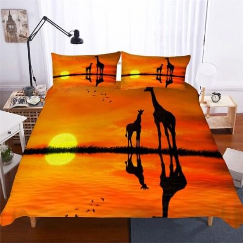 Bedding Set 3D Printed Duvet Cover Bed Set Giraffe Animal Home Textiles for Adults Lifelike Bedclothes with Pillowcase #CJL07