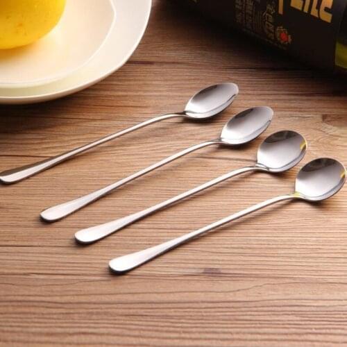 Creative Stainless Steel Long Handle Coffee Latte Ice Cream Soda Sundae Cocktail Spoon Scoop LX8271