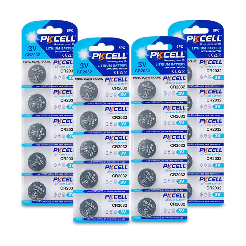 20Pcs/4Pack PKCELL CR2032 3V Lithium Button cell Battery 5004LC BR2032 DL2032 ECR2032 KECR2032, SB-T51 Lithium Batteries