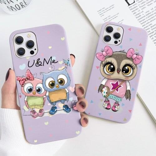 Lovely Owl Soft TPU Case For iPhone 12mini 12 Pro Max XR X XS Max SE 2020 7 8 6 S Plus 5 Couqe For iPhone 11 Pro Max Case Fundas