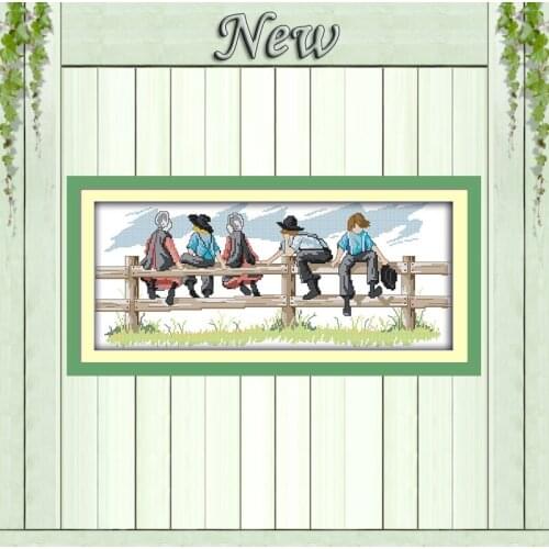 The five little friends decor painting counted print on canvas DMC 11CT 14CT Chinese Cross Stitch kits embroidery needlework Set
