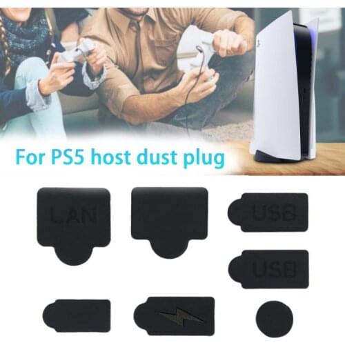 7PCS Silicone Dust Plugs Set USB Interface Anti-Dust Cap Cover For PS5 Cover Stopper Game Console Accessories Parts