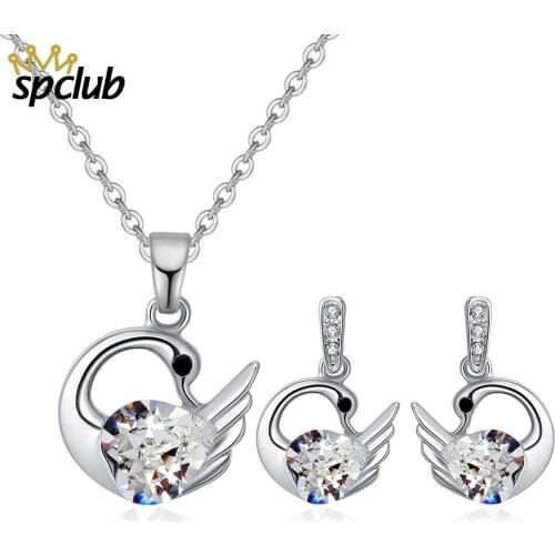Elegant Crystals From Swarovski Bridal Jewelry Sets Love Heart Necklaces Earrings Sets Wedding Jewelry Party Accessories