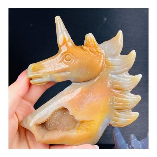 Natural Agate Quartz Mineral Crystals Hand Carved Horse Reiki Healing Fine Home Decoration