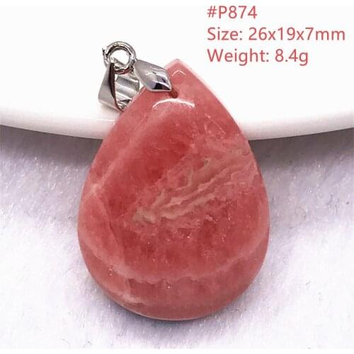 Real Natural Red Rhodochrosite Stone Pendant Jewelry For Women Man Reiki Crystal Rectangle Beads Silver Argentina Gemstone AAAAA