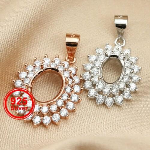 Multiple Size Rose Gold Plated Oval Prong Bezel Settings for CZ Stone Solid 925 Sterling Silver DIY Pendant Charm Tray 1421097