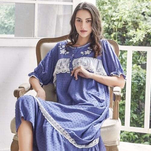 Nightgown Cotton Sleepwear Long Dress Romantic Nightgown Loose Dress