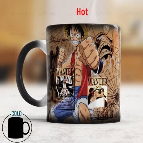 2020 New One Piece Coffee Mugs Color Change Tea Cup Luffy Zoro Anime Cartoon Novelty For Gifts Birthday Party Mugs