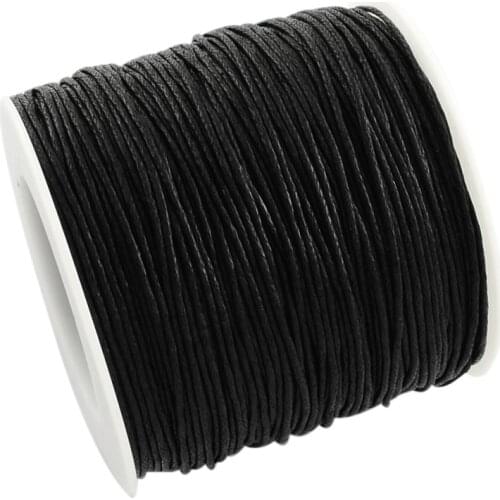 About 100yards/roll Black Waxed Cotton Thread Cords 1mm F80