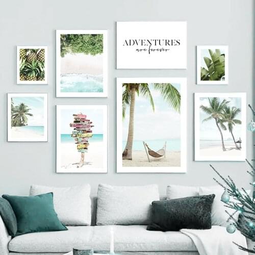 Sea Sand Coconut Tree Pineapple Quotes Wall Art Canvas Painting Nordic Posters And Prints Wall Pictures For Living Room Decor