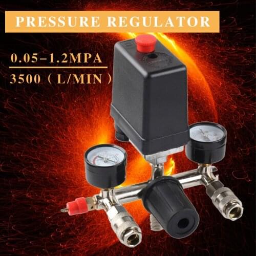 0.05-1.2MPA 0-180 Psi Air Compressor Pump Pressure Switch Control Manifold Relief Regulator Control Valve Pressure Sensor Gauge